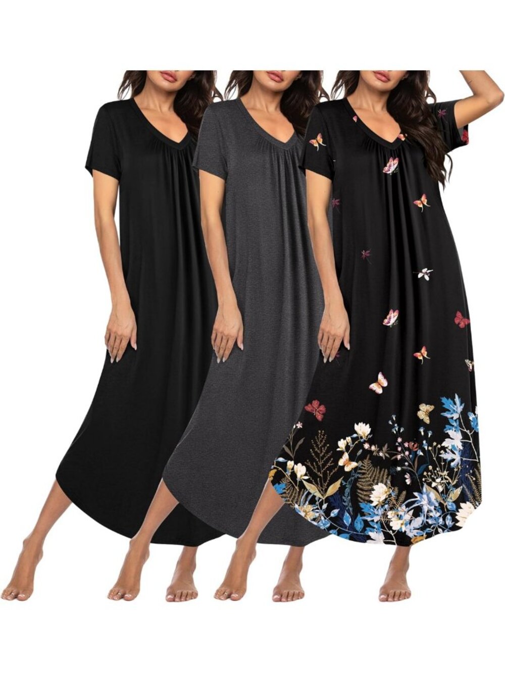 Cozy Plus Size Nightgowns for Women - 3 Pack House Dresses & Moo Moos